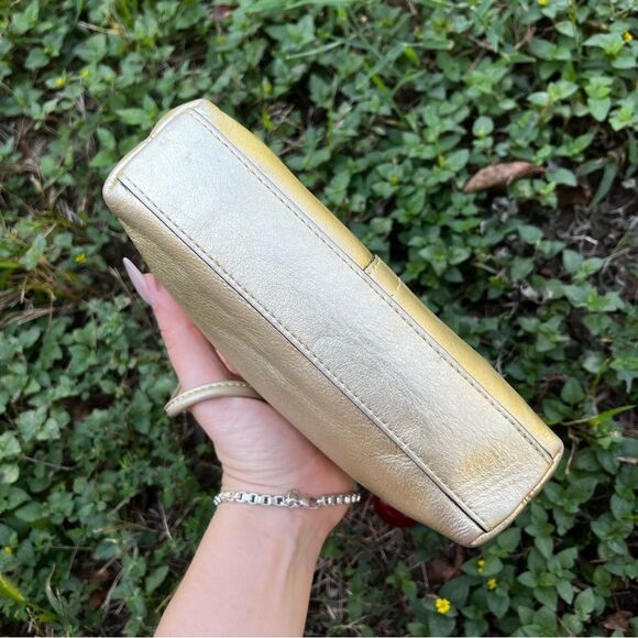 COACH Gold Y2K Shimmer Metallic Turnlock Baguette Hobo Shoulder SoHo Hampton - Picture 8 of 13